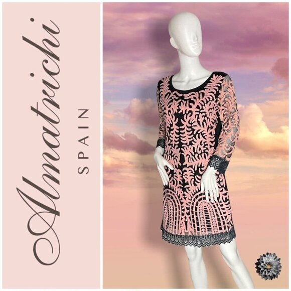 Almatrichi from Spain Embroidered with Lace Cocktail Dress size EU 38 / US 8 - Picture 1 of 16